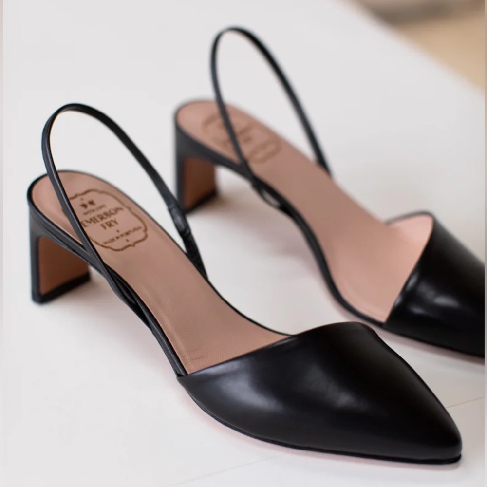 EMERSON FRY black Frankie leather angled sling back